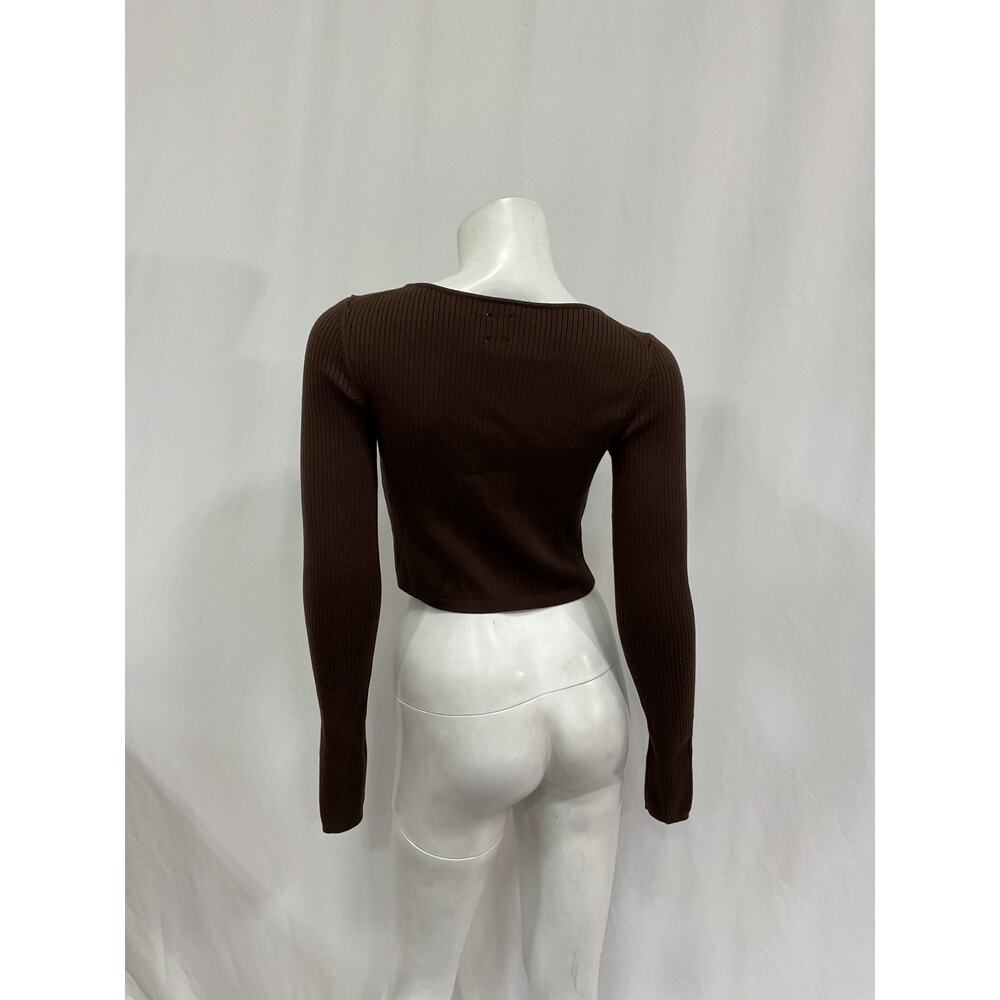 Helsa Brown Ribbed Button-Up Cardigan - Picture 3 of 5